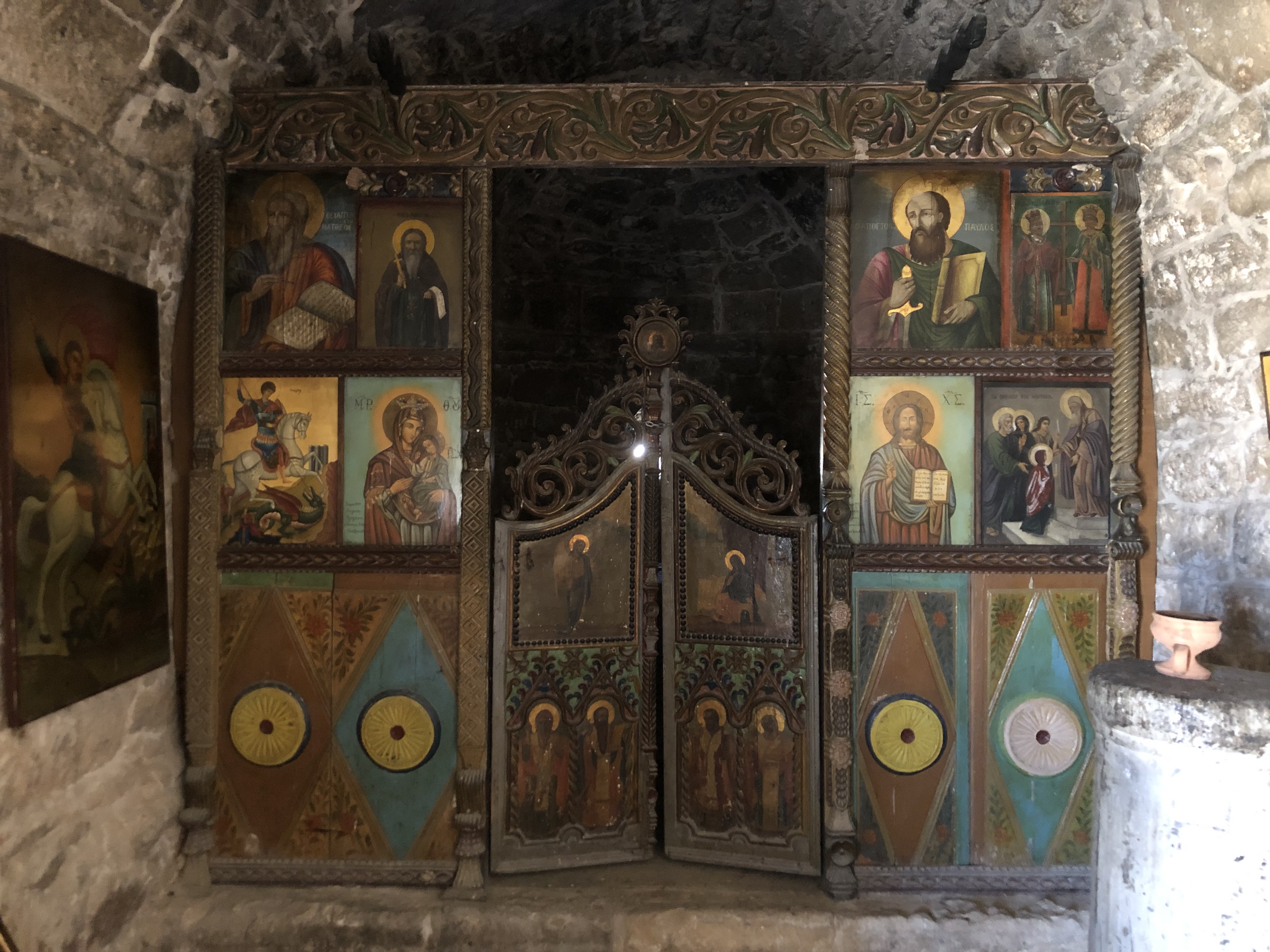 Paintings of Saint George hang on every wall in the small chaple.jpg